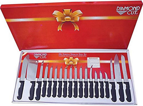 Diamond Cut Kitchen Utensil 19 Piece Cutlery Set, Multisizes