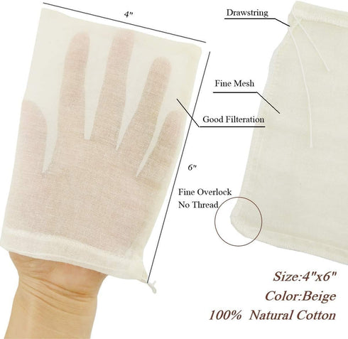 Cheesecloth Bags for Straining - 4 PACK - X-Small Reusable Cold Brew Coffee Cheese Cloths Strainer