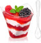 Qeirudu 4 oz Triangular Mini Dessert Cups with Spoons, 50 Pack Plastic