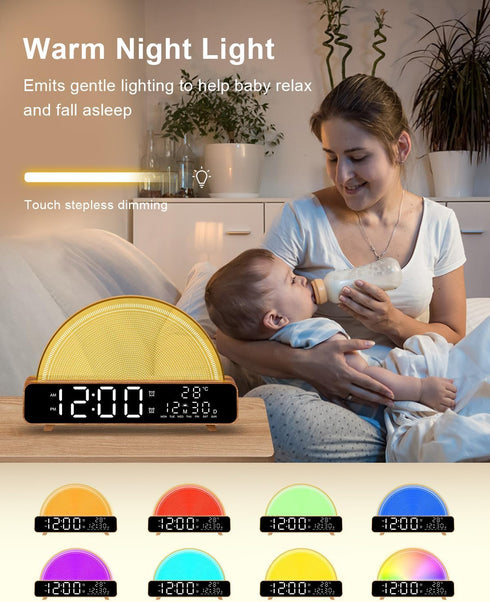 HAODINGMAI 30/60/90 13 Sunrise Alarm Clock Wake Up Light with Sunrise Simulation White Noise Machine Touch Control