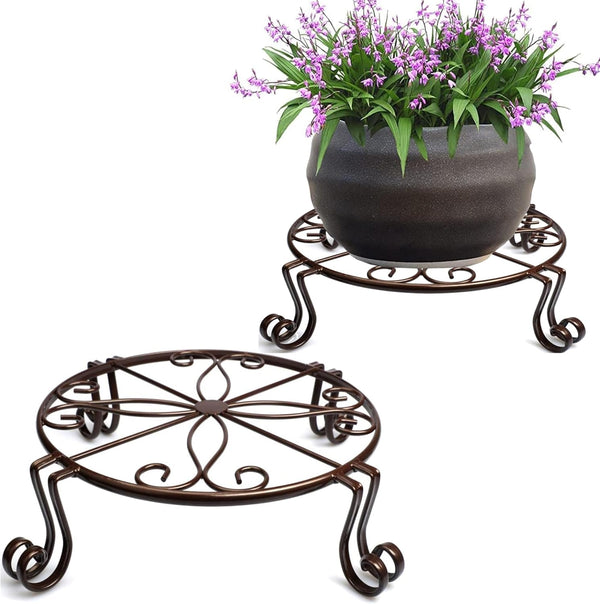 2 Pack 12" Plant Stands, Heavy Duty Rustproof Metal Plant Holders for