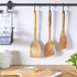 FAAY 13.5” Stir Fry Wooden Spatula for RIGHT Hand, Ergonomic Handle Saute Paddle, High Moist Resistance Golden Teak