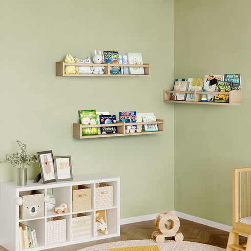 32in Set 3, Fixwal Nursery Bookshelves, Floating Bookshelves for Wall of Wood Wall Mounted Floating Shelves for Baby