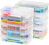 IRIS USA Pencil Case Plastic Pouch Box Storage Organizer, 10-Pack, Clear, for Beads, Pens, Art Supplies