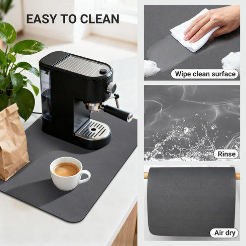 SeekOasis 24x16 Inch, Counter, Countertops, Coffee Mat Dark Gray Coffee Table Mat, Absorbent Hide Stain Rubber Backed