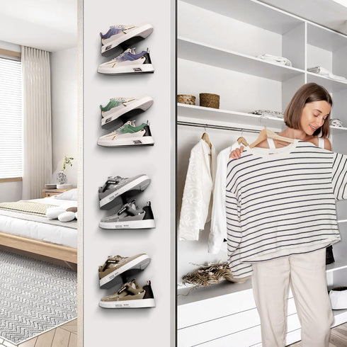 Floating Shoe Shelves - Sturdy Wall-Mount Sneaker Display Rack