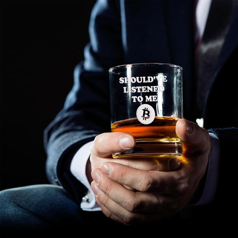 Shouldve Listened Bitcoin Round Rocks Glass - Crypto Gift, Satoshi