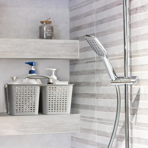 Tiawudi Portable Shower Caddy Organizer with Handle, Plastic Basket for Soap, Shampoo, Beauty Products, Cleaning