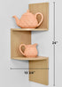 Greenco 2-Tier Corner Shelves, Natural Finish | Floating Wall-Mounted Home Decor Set for Living Room, Bedroom