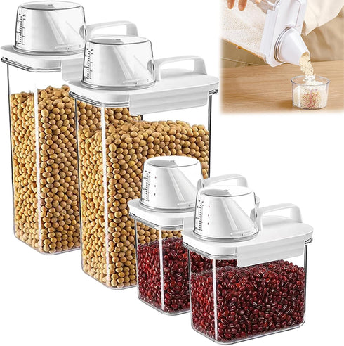 Storage Cereal Organizers Containers Sets,Food Grade BPA free PET Material ReusableAirtight food