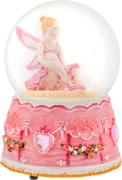 Elanze Designs Rotating Ballerina Princess Fairy 100MM Musical Glitter Water Snow Globe Tabletop Decoration