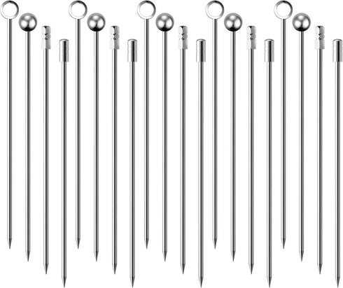 20Pcs Stainless Steel Cocktail Picks Stick - Reusable Metal Skewers for Olives, Appetizers, Bloody Mary