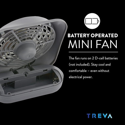 O2COOL Treva 5 Inch Battery Powered Fan - Portable Desk Fan with Compact Folding & Tilt Design, Dark Blue