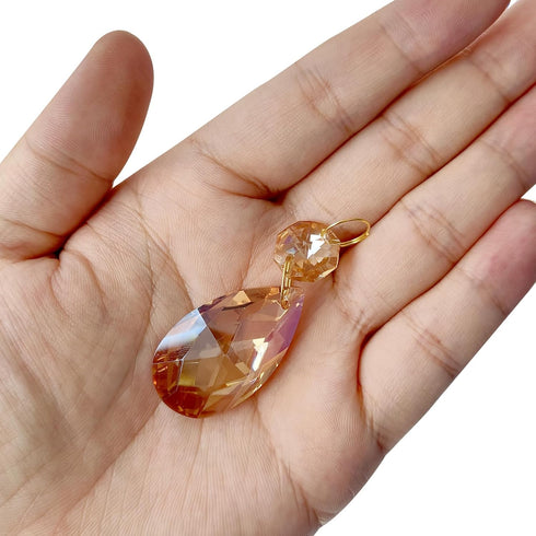 5 Pack 135mm PATIKIL Teardrop Crystal Chandelier, Length Prisms Part Dark Amber
