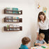 16.5 Inch Set 3 Floating Wall Nursery Book Shelves for Bedrooms Kids Walnut Color Wooden Baby Book Shelf for Kids Rooms
