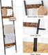 5-Tier BF52CJ01 HOOBRO Blanket Ladder, Towel Rack with Hooks, Wall-Leaning Blanket Rack, Decorative Display Ladder