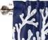 Navy Blue Coral Farmhouse Short Window Curtain Valances, 1 Panel Coastal Nautical Rod Pocket Kitchen Valances