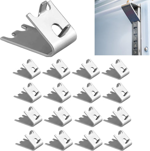 16 Piece Set of 920158 Refrigerator Shelf Replacement Clip Brackets, Stainless Steel Hook Rack Clips for Freezer