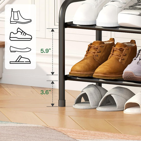 kiplant Closet, 2-Tier Closet Shoe Rack for Black Expandable Shoe Rack Metal Organizer, Heavy Duty Shoe Storage Shelf