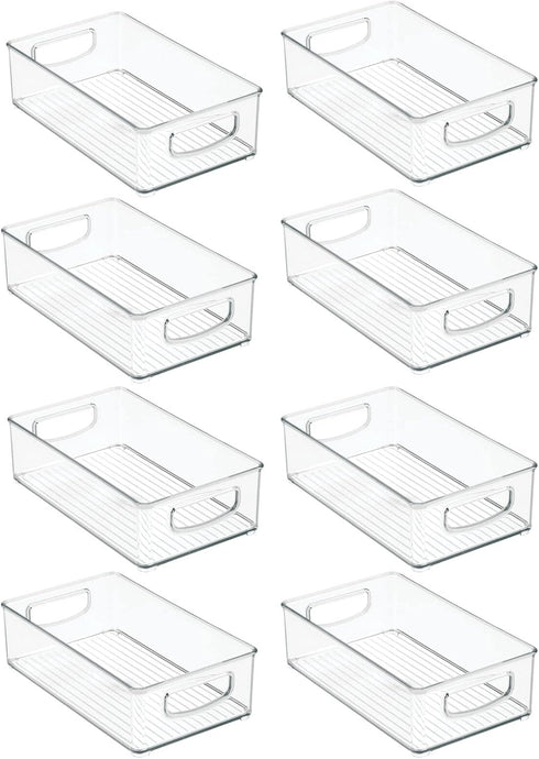 8 Pack, mDesign Small Plastic Kitchen Storage Container Bin with Handles - Organization in Pantry, Refrigerator