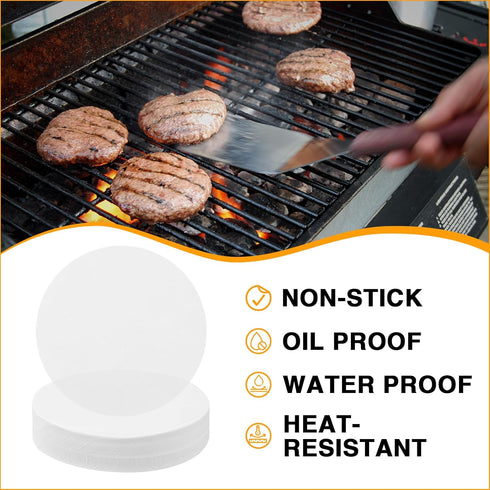 GWHOLE 500pcs Wax Paper Non-Stick Hamburger Patty Paper, Food Grade BBQ Grill Waxed Stencil Sheet, 4.3 inch