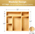 Umilife Drawer Organizer Storage Boxes - 2.5" High Bamboo Drawer Dividers with 5 Rearrangeable Bins for Kitchen & Office
