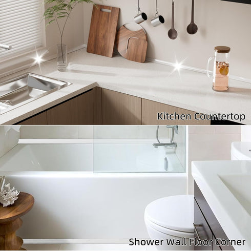 39 inch Water Barrier for Sink, Silicone Rubber Kitchen Splash Guard, Bendable Corner Dam for Countertop