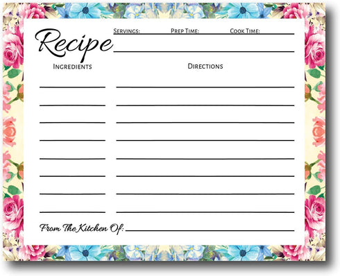 Recipe Box with Cards (50 Count Floral Recipe Cards), Recipe Card Box, Recipe Tin, Recipe Boxes, Recipe Cards 4x6 Inches, 4x6 Recipe Cards, Metal Recipe Box (Wooden) by Sister Novelties