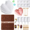 Patelai 5 Pcs Silicone Chocolate Mold - Diamond Heart Cake, Ice Lolly, Letter and Number Mold with Hammers