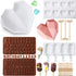 Patelai 5 Pcs Silicone Chocolate Mold - Diamond Heart Cake, Ice Lolly, Letter and Number Mold with Hammers