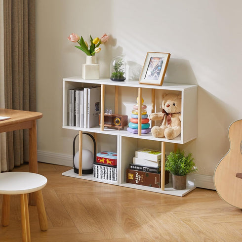 3-Tier 23 inches YD-ST003W Aibiju Narrow Side Table with Open Storage Shelf, S-Shaped End Table, Nightstand, High, Sofa