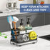 Trendy Sink Caddy Kitchen Organizer, Sponge Holder with Drain Tray, Rustproof Non-Slip Dish Soap Dispenser Rack (Matte