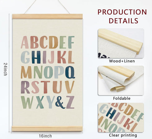 foedor 14x24 Inch, Set 2 Alphabet Poster Framed for Kids toddlers,Nursery Playroom Wall Decor Poster Hanger