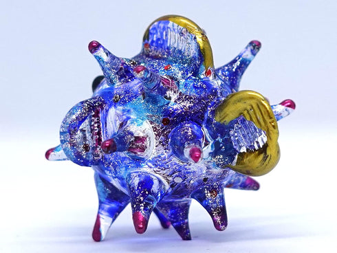 Puffer Miniature Hand Blown Glass Art Figurines, Sea Animals Collectible Gift Home Décor (Purple Blue)