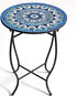 Aonagi Metal Outdoor Side Table,14" Diameter Round Plant Stand for Flower Pots Vase