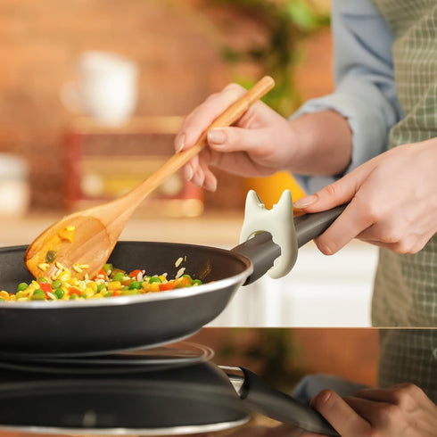 Spoon Rest for Cooking: 2pcs Silicone Adjustable Wok Spatula Holder for Pot Boil Over Spill Stopper Kitchen Gadgets