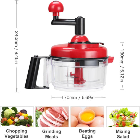Cambom Manual Food Chopper, Vegetable Chopper Hand Food Processor with Clear Container 1200ml BPA Free