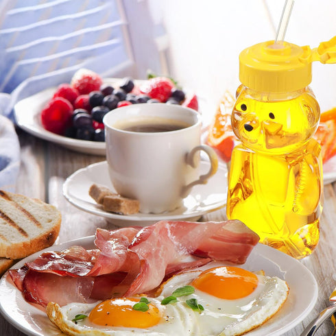 32 Pack Cups(6oz) Thenshop Honey Bear Bottle with Straws Empty Plastic Cup Honey Jar Containers Bear Shaped Squeeze