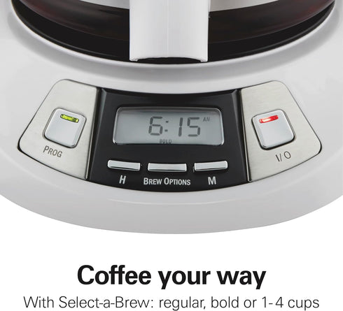 12 Programmable (46294J) Hamilton Beach Cup Drip Coffee Maker Machine, Regular & Bold Brew Options, Auto Pause