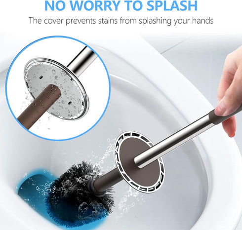 SetSail 3 Packs,Brown Toilet Brush, Compact Size Toilet Bowl Brush and Holder Toilet Brushes for Bathroom