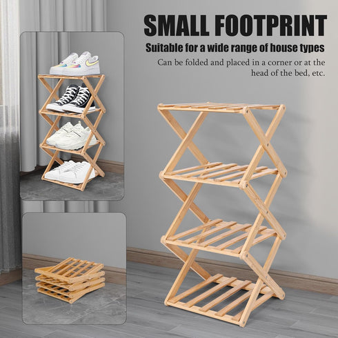 4 (4 Vertical Shoe Rack Small, Tier Portable Folding Shoe Storage Rack, Without Installation Free Standing Shoe Rack