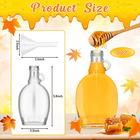 24 5 oz 4 meekoo Pieces Glass Syrup Bottles with Aluminum Lid and Loop Handle Glass Maple Bottles Maple Syrup Jars