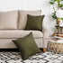 Jeanerlor 18"x18" Solid Cotton Linen Green Throw Pillow Case, 2 Packs, Decorative Pillowcase for Chair/Bed/Couch