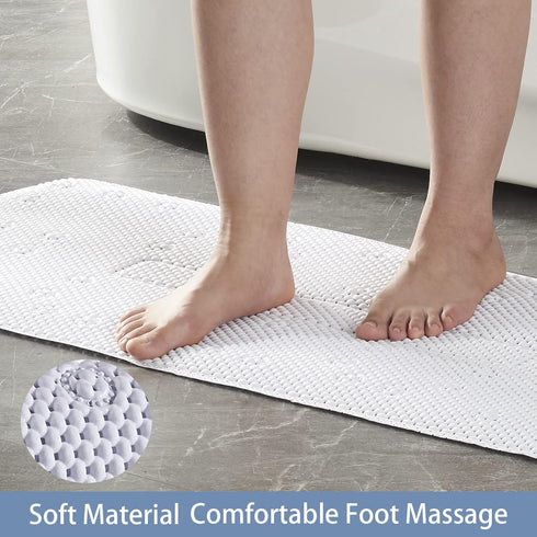 40X16Inch Webos Soft Bathtub Mat Non Slip: Memory Foam Shower Mat with Suction Cups for Bathroom Inside Tub (White)
