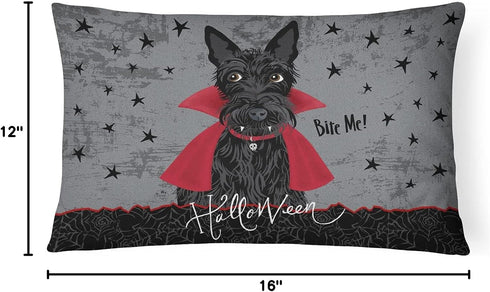Caroline's Treasures VHA3037PW1216 Halloween Vampire Scottie Canvas Fabric Decorative Pillow, Indoor Outdoor