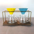 Ceramic Coffee Dripper - Elegant Flower Shape Pour Over Coffee Maker with Wood Stand (White)