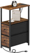 TUTOTAK Small Narrow End Table with Charging Station, Side Table with Outlets,