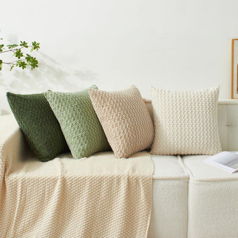 Pack 4 16x16 Inch, Kevin Textile Spring Throw Pillow Covers of Super Soft Boho Corduroy Decor Pillow Cases Mix