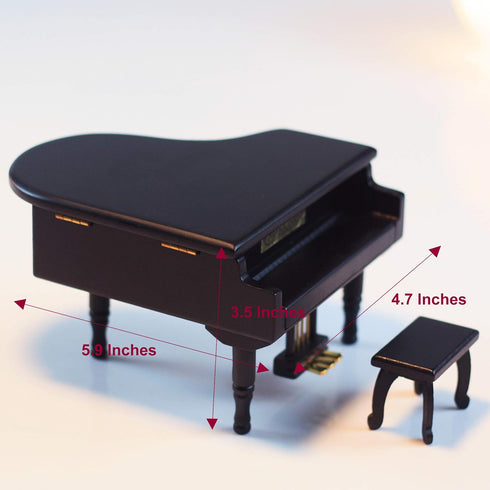ANGEL MELODY Wooden Grand Piano Music Box Mechanism with Bench and Metal Pedal, Ring Storage Box Wind up You are My