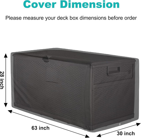 100% 600D (63" 30" 28" Femuar Deck Box Cover Waterproof Heavy Duty Patio Ottoman Cover, Outdoor Anti-UV Patio Storage
